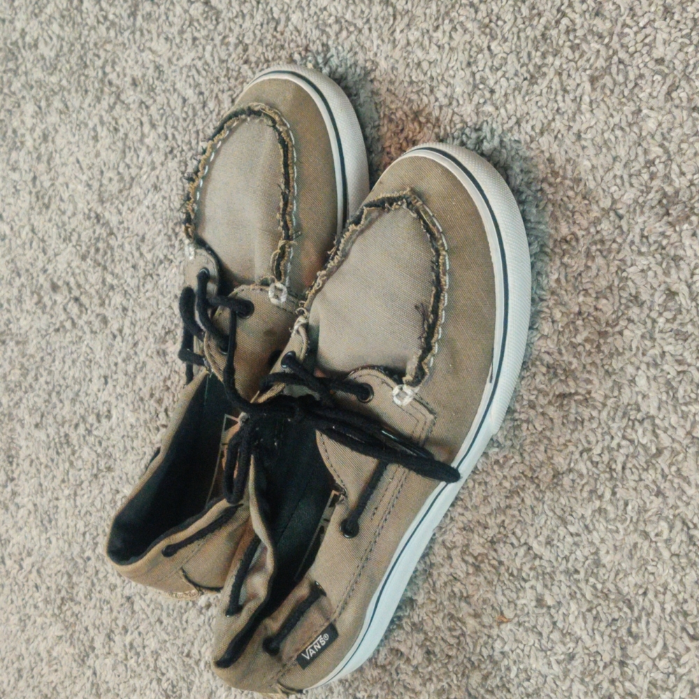 Vans Boat/Deck Shoes, Women's 6, Olive/White